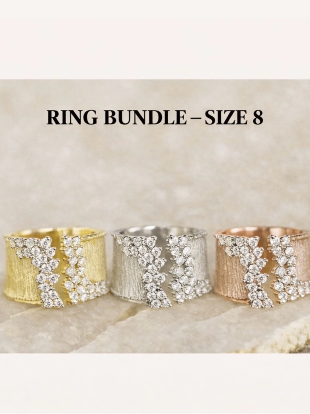 New - 3 Women’s Wedding / Cocktail Ring Bundle
